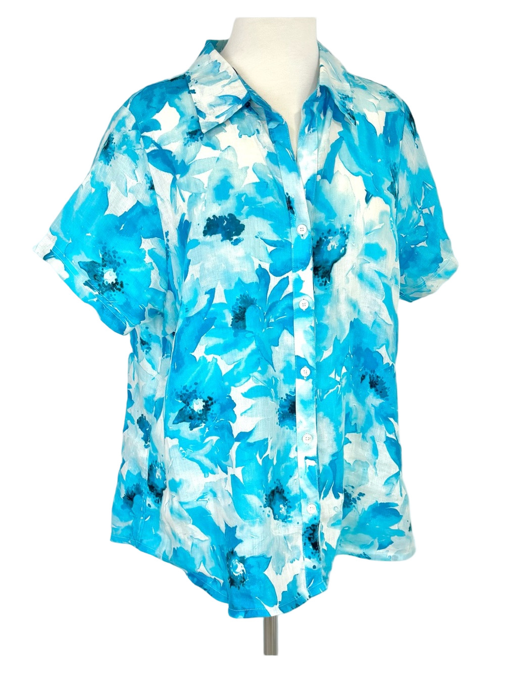 Tommy Bahama blue floral linen shirt